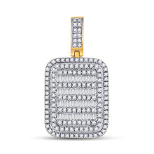 Load image into Gallery viewer, 10kt Yellow Gold Baguette and Round Diamond Charm Pendant for Men - 3/4 Cttw Top view from the 10Kt Yellow Gold Mens Baguette Diamond Rectangle Charm Pendant 3 4 Cttwpin246803 collection by Splendid Jewellery