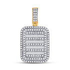 10kt Yellow Gold Baguette and Round Diamond Charm Pendant for Men - 3/4 Cttw Top view from the 10Kt Yellow Gold Mens Baguette Diamond Rectangle Charm Pendant 3 4 Cttwpin246803 collection by Splendid Jewellery