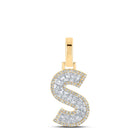 10kt Yellow Gold Men's Baguette Diamond S Initial Letter Charm Pendant - 3/8 Cttw Top view from the 10Kt Yellow Gold Mens Baguette Diamond S Initial Letter Charm Pendant 3 8 Cttwpin218900 collection by Splendid Jewellery