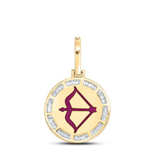 Load image into Gallery viewer, 10kt Yellow Gold Men&#39;s Baguette Diamond Sagittarius Charm Pendant 1/2 Cttw | Splendid Jewellery Side view from the 10Kt Yellow Gold Mens Baguette Diamond Sagittarius Charm Pendant 1 2 Cttwpin289111 collection by Splendid Jewellery