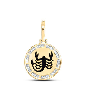 Men's Diamond Charm Pendant | 10kt Yellow Gold Mens Baguette Diamond Scorpio Sign Charm Pendant 1/2 Cttw | Splendid Jewellery GND