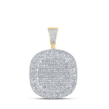 Load image into Gallery viewer, 10kt Yellow Gold Baguette and Round Diamond Square Charm Pendant - 2 Cttw Top view from the 10Kt Yellow Gold Mens Baguette Diamond Square Charm Pendant 2 Cttwpin217523 collection by Splendid Jewellery