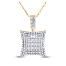 Load image into Gallery viewer, 10kt Yellow Gold Baguette and Round Diamond Kite Charm Pendant - 1-1/4 Cttw Top view from the 10Kt Yellow Gold Mens Baguette Diamond Square Kite Charm Pendant 1 1 4 Cttwpin288035 collection by Splendid Jewellery