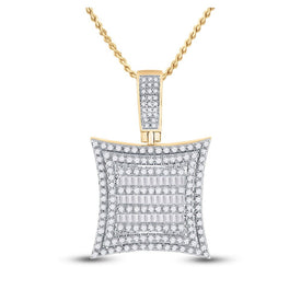 10kt Yellow Gold Baguette and Round Diamond Kite Charm Pendant - 1-1/4 Cttw Top view from the 10Kt Yellow Gold Mens Baguette Diamond Square Kite Charm Pendant 1 1 4 Cttwpin288035 collection by Splendid Jewellery