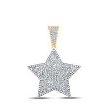 Load image into Gallery viewer, 10kt Yellow Gold Men&#39;s Baguette Diamond Star Charm Pendant - 1-1/5 Cttw Top view from the 10Kt Yellow Gold Mens Baguette Diamond Star Charm Pendant 1 1 5 Cttwpin217574 collection by Splendid Jewellery