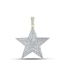 Load image into Gallery viewer, 10kt Yellow Gold Baguette and Round Diamond Star Charm Pendant - 2-1/3 Cttw Top view from the 10Kt Yellow Gold Mens Baguette Diamond Star Charm Pendant 3 Cttwpin289958 collection by Splendid Jewellery