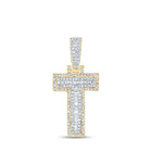 10kt Yellow Gold Baguette Diamond T Initial Charm Pendant for Men - 3/8 Cttw Top view from the 10Kt Yellow Gold Mens Baguette Diamond T Initial Letter Charm Pendant 3 8 Cttwpin216918 collection by Splendid Jewellery