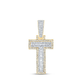 10kt Yellow Gold Baguette Diamond T Initial Charm Pendant for Men - 3/8 Cttw Top view from the 10Kt Yellow Gold Mens Baguette Diamond T Initial Letter Charm Pendant 3 8 Cttwpin216918 collection by Splendid Jewellery