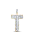 10kt Yellow Gold Men's Baguette Diamond T Initial Letter Charm Pendant - 4 Cttw Top view from the 10Kt Yellow Gold Mens Baguette Diamond T Initial Letter Charm Pendant 4 Cttwpin216616 collection by Splendid Jewellery