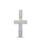 10kt Yellow Gold Baguette Diamond T Initial Pendant - 1/3 Cttw - Men's Diamond Charm Necklace product  Top View from Splendid Jewellery