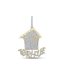 Load image into Gallery viewer, 10kt Yellow Gold Men&#39;s Baguette Diamond Trap House Charm Pendant - 4-5/8 Cttw | Splendid Jewellery Top view from the 10Kt Yellow Gold Mens Baguette Diamond Trap House Charm Pendant 4 1 2 Cttwpin210506 collection by Splendid Jewellery