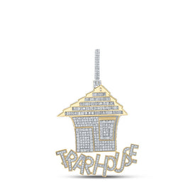 10kt Yellow Gold Men's Baguette Diamond Trap House Charm Pendant - 4-5/8 Cttw | Splendid Jewellery Top view from the 10Kt Yellow Gold Mens Baguette Diamond Trap House Charm Pendant 4 1 2 Cttwpin210506 collection by Splendid Jewellery