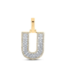 10kt Yellow Gold Mens Baguette Diamond U Initial Letter Charm Pendant 1/2 Cttw Top view from the 10Kt Yellow Gold Mens Baguette Diamond U Initial Letter Charm Pendant 1 2 Cttwpin218907 collection by Splendid Jewellery