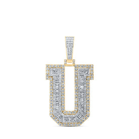 10kt Yellow Gold Men's Baguette Diamond U Initial Charm Pendant - 3 Cttw Top view from the 10Kt Yellow Gold Mens Baguette Diamond U Initial Letter Charm Pendant 3 Cttwpin232787 collection by Splendid Jewellery