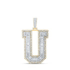 10kt Yellow Gold Mens Baguette Diamond U Initial Charm Pendant - Captivating Splendor Top view from the 10Kt Yellow Gold Mens Baguette Diamond U Initial Letter Charm Pendant 5 1 2 Cttwpin216630 collection by Splendid Jewellery