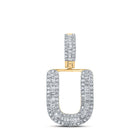 10kt Yellow Gold Men's Baguette Diamond U Initial Pendant - 3/8 Cttw product  Top View from Splendid Jewellery