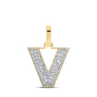 10kt Yellow Gold Men's Baguette Diamond V Initial Letter Charm Pendant - 1/2 Cttw Top view from the 10Kt Yellow Gold Mens Baguette Diamond V Initial Letter Charm Pendant 1 2 Cttwpin218905 collection by Splendid Jewellery
