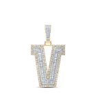 10kt Yellow Gold Mens Baguette Diamond V Initial Letter Charm Pendant - 2-3/4 Cttw Top view from the 10Kt Yellow Gold Mens Baguette Diamond V Initial Letter Charm Pendant 2 3 4 Cttwpin232785 collection by Splendid Jewellery