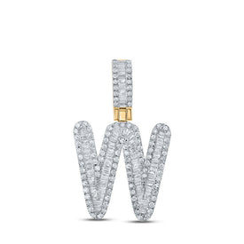 10kt Yellow Gold Men's Baguette Diamond W Initial Pendant - 5/8 Cttw product  Top View from Splendid Jewellery