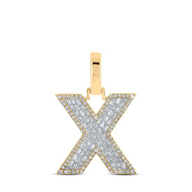 10kt Yellow Gold Men's Baguette Diamond X Initial Letter Charm Pendant 1/2 Cttw - Dazzling Elegance Top view from the 10Kt Yellow Gold Mens Baguette Diamond X Initial Letter Charm Pendant 1 2 Cttwpin218908 collection by Splendid Jewellery
