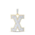10kt Yellow Gold Men's Baguette Diamond X Initial Letter Charm Pendant - 4-7/8 Cttw | Splendid Jewellery Top view from the 10Kt Yellow Gold Mens Baguette Diamond X Initial Letter Charm Pendant 4 7 8 Cttwpin216635 collection by Splendid Jewellery