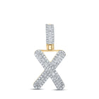 10kt Yellow Gold Baguette Diamond X Initial Pendant - 3/8 Cttw | Men's Diamond Charm Pendant product  Top View from Splendid Jewellery