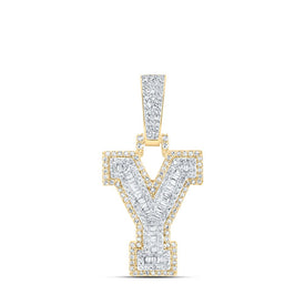 10kt Yellow Gold Men's Baguette Diamond Y Initial Charm Pendant 1/2 Cttw - A Dazzling Statement of Style Top view from the 10Kt Yellow Gold Mens Baguette Diamond Y Initial Letter Charm Pendant 1 2 Cttwpin216930 collection by Splendid Jewellery