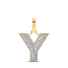 10kt Yellow Gold Men's Baguette Diamond Y Initial Letter Charm Pendant 1/2 Cttw - A Dazzling Statement Piece by Splendid Jewellery Top view from the 10Kt Yellow Gold Mens Baguette Diamond Y Initial Letter Charm Pendant 1 2 Cttwpin218901 collection by Splendid Jewellery