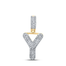 Load image into Gallery viewer, 10kt Yellow Gold Men&#39;s Baguette Diamond Y Initial Pendant 1/3 Cttw - A Dazzling Statement Piece by Splendid Jewellery product  Top View from Splendid Jewellery
