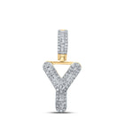 10kt Yellow Gold Men's Baguette Diamond Y Initial Pendant 1/3 Cttw - A Dazzling Statement Piece by Splendid Jewellery product  Top View from Splendid Jewellery