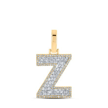 Load image into Gallery viewer, 10kt Yellow Gold Baguette Diamond Z Initial Pendant - Masculine Elegance at Its Finest Top view from the 10Kt Yellow Gold Mens Baguette Diamond Z Initial Letter Charm Pendant 1 2 Cttwpin218903 collection by Splendid Jewellery