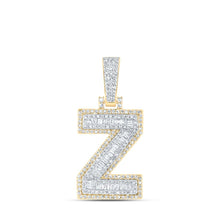 Load image into Gallery viewer, 10kt Yellow Gold Baguette Diamond Z Initial Charm Pendant - 5/8 Cttw - Men&#39;s Diamond Jewelry Top view from the 10Kt Yellow Gold Mens Baguette Diamond Z Initial Letter Charm Pendant 5 8 Cttwpin216932 collection by Splendid Jewellery