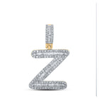 10kt Yellow Gold Baguette Diamond Z Initial Pendant - 1/2 Cttw Men's Charm product  Top View from Splendid Jewellery