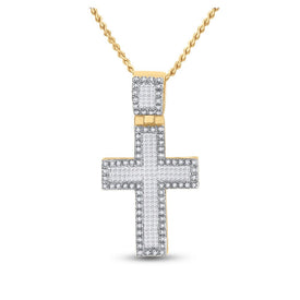 10kt Yellow Gold Men's Diamond Cross Pendant - 1 Cttw Top view from the 10Kt Yellow Gold Mens Princess Diamond Cross Charm Pendant 1 Cttwpin222993 collection by Splendid Jewellery