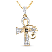 Load image into Gallery viewer, 10kt Yellow Gold Men&#39;s Black Diamond Ankh Cross Charm Pendant - 1/2 Cttw Top view from the 10Kt Yellow Gold Mens Round Black Color Enhanced Diamond Ankh Cross Charm Pendant 1 2 Cttwpin270472 collection by Splendid Jewellery