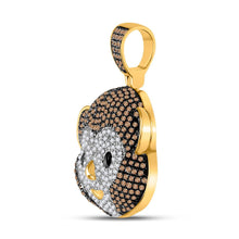 Load image into Gallery viewer, 10kt Yellow Gold Men&#39;s Round Brown Diamond Monkey Animal Charm Pendant 1 Cttw | Splendid Jewellery Side view from the 10Kt Yellow Gold Mens Round Brown Diamond Monkey Animal Charm Pendant 1 Cttwpin287518 collection by Splendid Jewellery