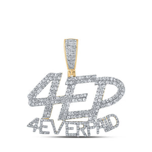 Men's Diamond Charm Pendant | 10kt Yellow Gold Mens Round Diamond 4 Ever Paid Charm Pendant 1-3/4 Cttw | Splendid Jewellery GND