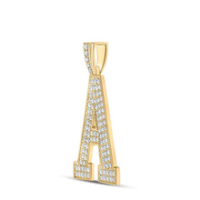 Load image into Gallery viewer, 10kt Yellow Gold Men&#39;s Diamond A Initial Letter Charm Pendant - 1-3/4 Cttw Side view from the 10Kt Yellow Gold Mens Round Diamond A Initial Letter Charm Pendant 1 3 4 Cttwpin212313 collection by Splendid Jewellery