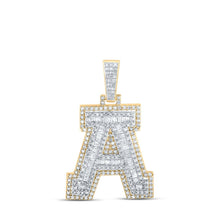 Load image into Gallery viewer, 10kt Yellow Gold Men&#39;s Round Diamond A Initial Letter Charm Pendant - 7/8 Cttw - Splendid Jewellery Top view from the 10Kt Yellow Gold Mens Round Diamond A Initial Letter Charm Pendant 7 8 Cttwpin232812 collection by Splendid Jewellery