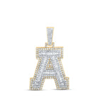 10kt Yellow Gold Men's Round Diamond A Initial Letter Charm Pendant - 7/8 Cttw - Splendid Jewellery Top view from the 10Kt Yellow Gold Mens Round Diamond A Initial Letter Charm Pendant 7 8 Cttwpin232812 collection by Splendid Jewellery