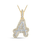 10kt Yellow Gold Men's Round Diamond A Initial Letter Pendant - 1/5 Cttw product  Top View from Splendid Jewellery