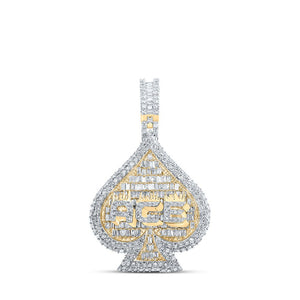 Men's Diamond Charm Pendant | 10kt Yellow Gold Mens Round Diamond ACE of Spades Charm Pendant 2-3/8 Cttw | Splendid Jewellery GND