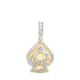 10kt Yellow Gold Men's Round Diamond ACE Spade Charm Pendant - 2-1/4 Cttw | Splendid Jewellery Top view from the 10Kt Yellow Gold Mens Round Diamond Ace Spade Charm Pendant 2 1 4 Cttwpin232585 collection by Splendid Jewellery