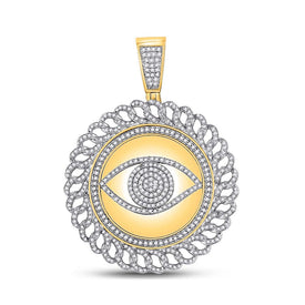 10kt Yellow Gold Men's All Seeing Eye Diamond Charm Pendant - 1-3/4 Cttw Top view from the 10Kt Yellow Gold Mens Round Diamond All Seeing Eye Circle Charm Pendant 1 3 4 Cttwpin285855 collection by Splendid Jewellery