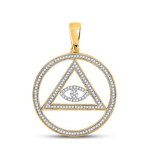 Load image into Gallery viewer, 10kt Yellow Gold Men&#39;s All-Seeing Eye Diamond Charm Pendant - 1/2 Cttw Top view from the 10Kt Yellow Gold Mens Round Diamond All Seeing Eye Of Providence Charm Pendant 1 2 Cttwpin246462 collection by Splendid Jewellery