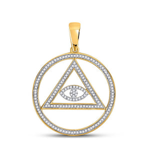 Men's Diamond Charm Pendant | 10kt Yellow Gold Mens Round Diamond All-Seeing Eye of Providence Charm Pendant 1/2 Cttw | Splendid Jewellery GND