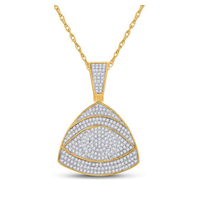 Men's Diamond Charm Pendant | 10kt Yellow Gold Mens Round Diamond All-Seeing Eye Triangle Charm Pendant 3/4 Cttw | Splendid Jewellery GND