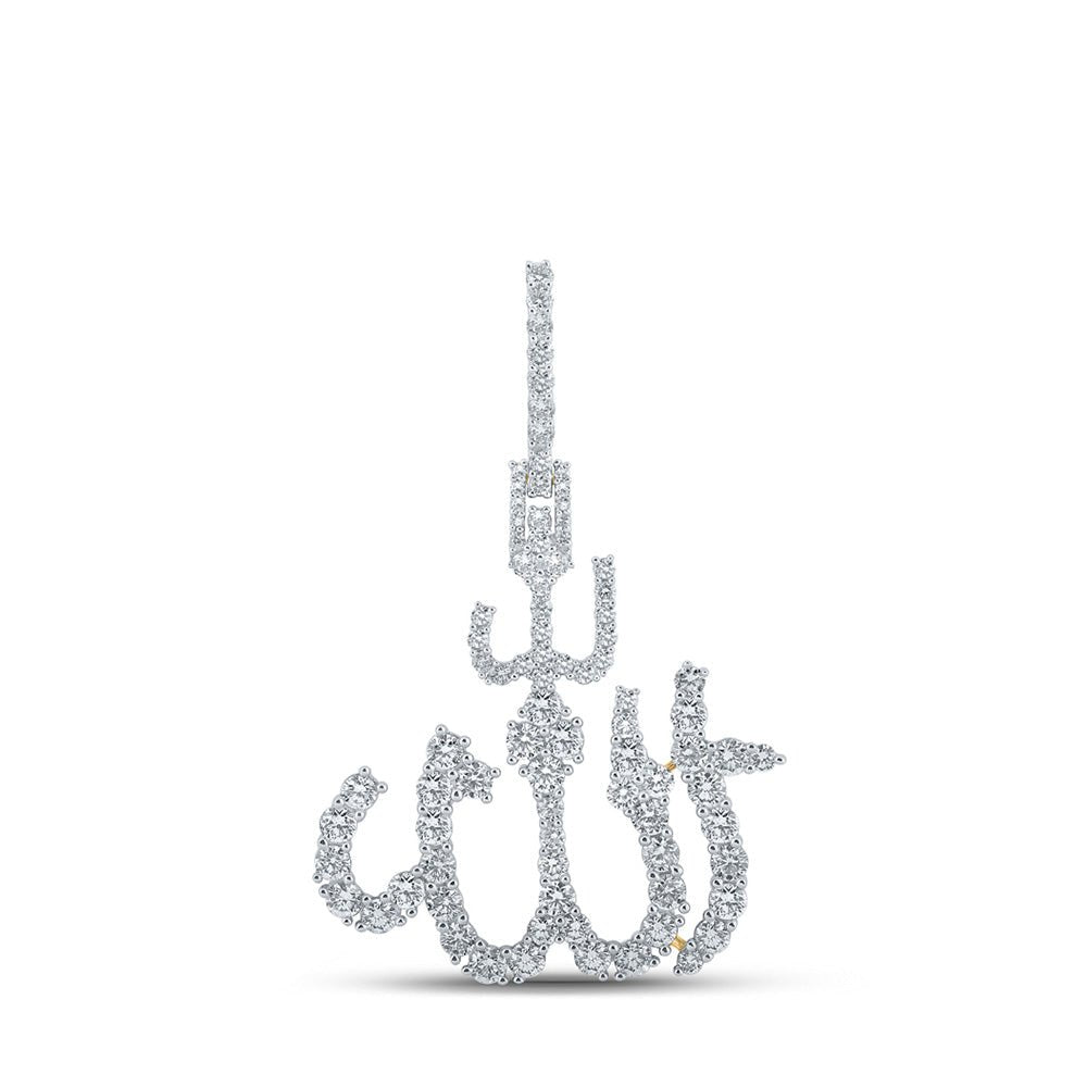 Men's Diamond Charm Pendant | 10kt Yellow Gold Mens Round Diamond Allah Islam Charm Pendant 2 Cttw | Splendid Jewellery GND