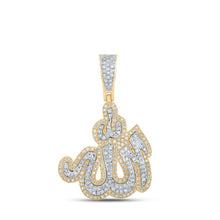 Load image into Gallery viewer, 10kt Yellow Gold Men&#39;s Round Diamond Allah Islam Charm Pendant 3/4 Cttw Top view from the 10Kt Yellow Gold Mens Round Diamond Allah Islam Charm Pendant 3 4 Cttwpin217577 collection by Splendid Jewellery