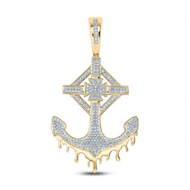 10kt Yellow Gold Men's Diamond Anchor Cross Charm Pendant - 1/2 Cttw Top view from the 10Kt Yellow Gold Mens Round Diamond Anchor Cross Charm Pendant 1 2 Cttwpin284288 collection by Splendid Jewellery